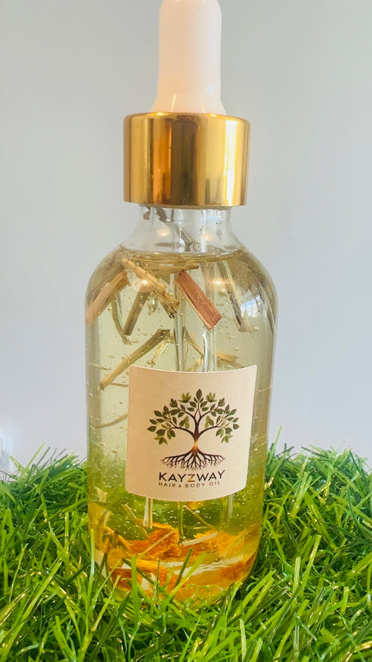 Oil infused with dried orange peels and lemongrass